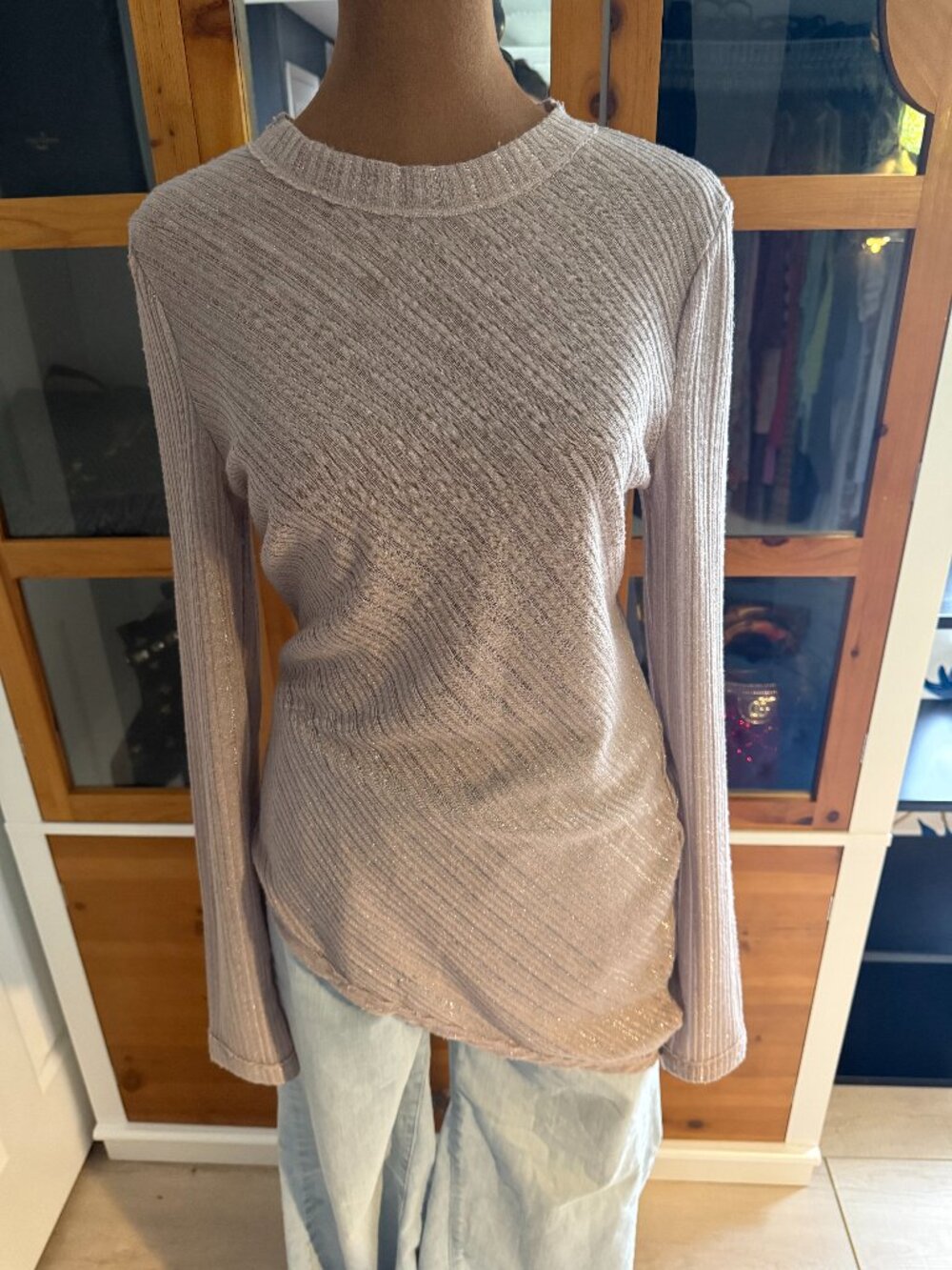 Free People Top in Light Pink Metallic Size M